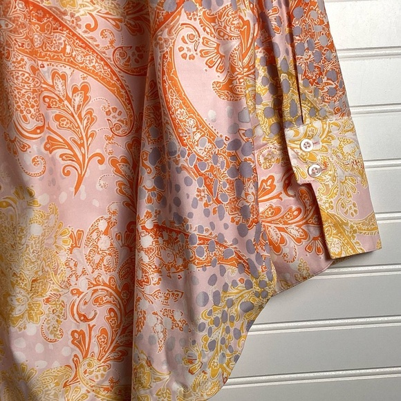 Chico's Women's Paisley 3/4 Sleeve Button-Up No Iron Stretch Blouse Size 2/Large - Picture 7 of 9